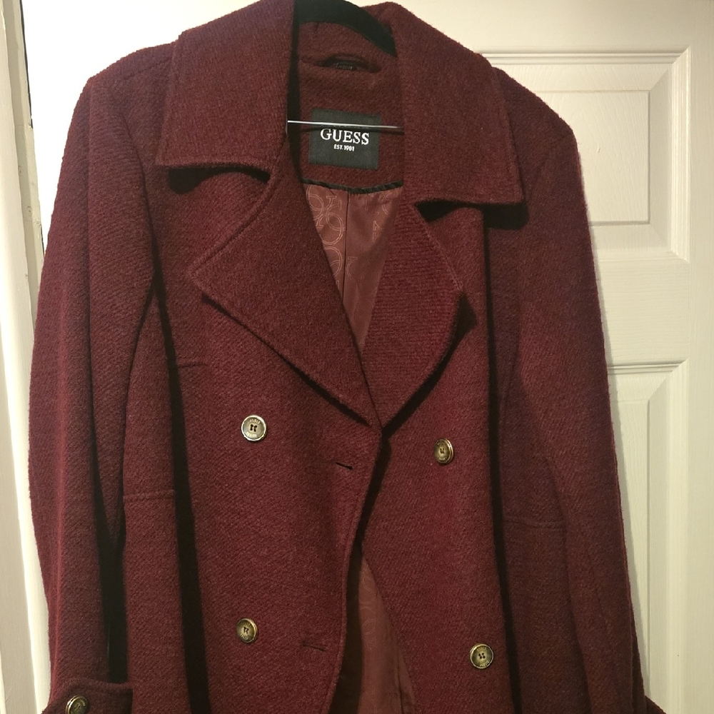 New! GUESS Women's Burgundy Coat, Sz 2X